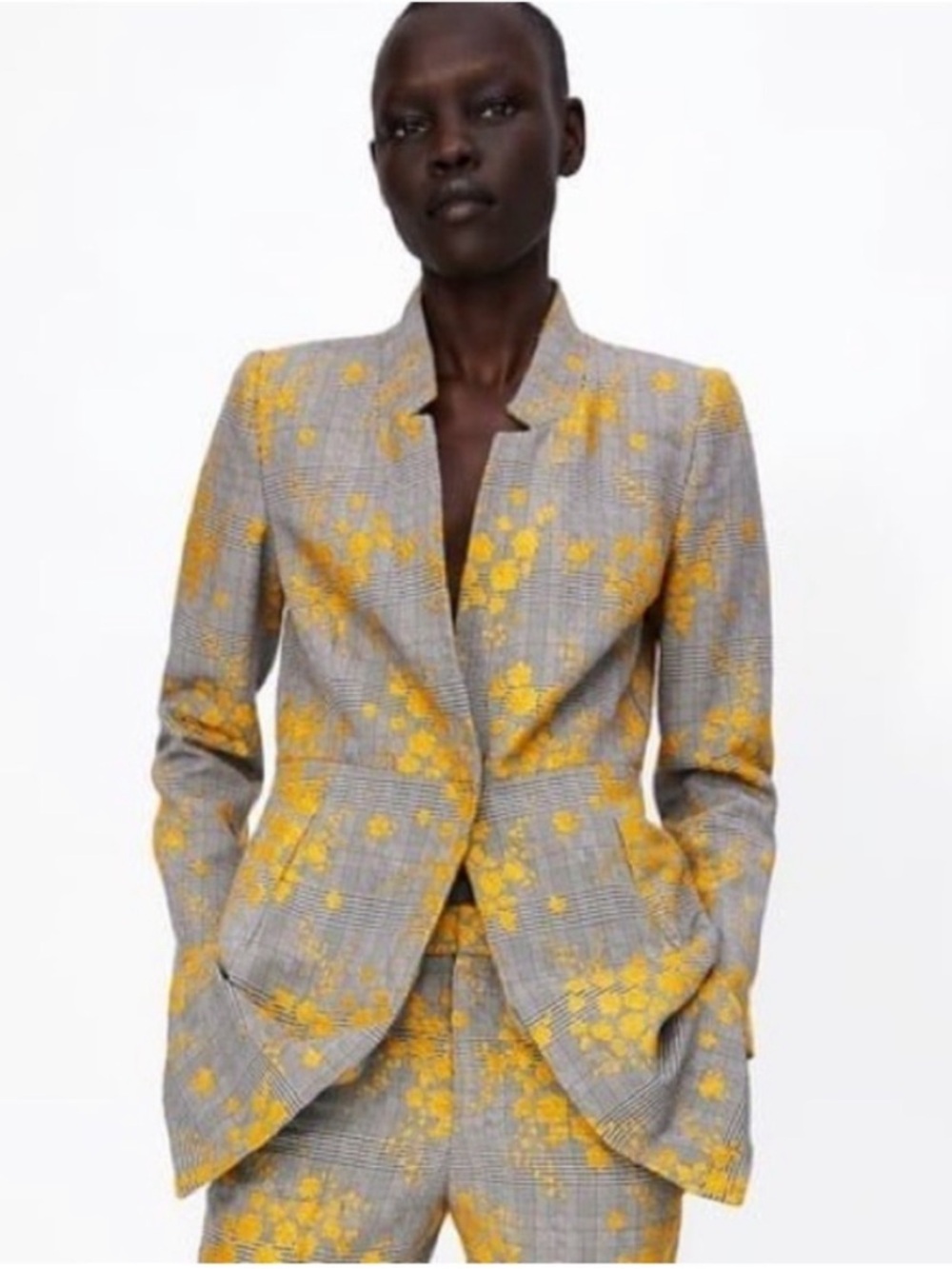 Blogger’s Favorite Zara Jacquard Plaid Long Jacket. XS.